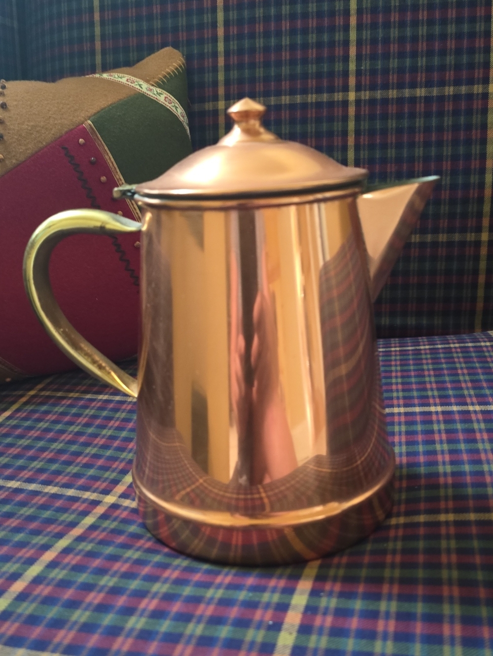 Vintage Targus Copper Coffee Pot with Brass Handle R97
